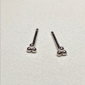 Tiny Trio Sterling Silver‎ Three Orb Ball Stud Earrings 925